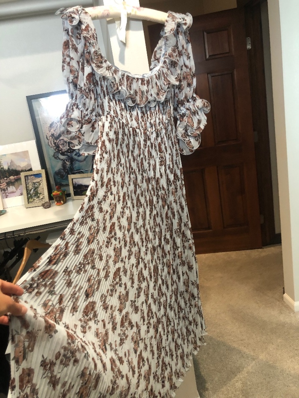 Reformation ‘the collection’ blue floral silk chiffon dress